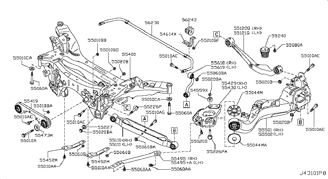 Стабилизатор задний для Ниссан Х Трейл 2010-2015