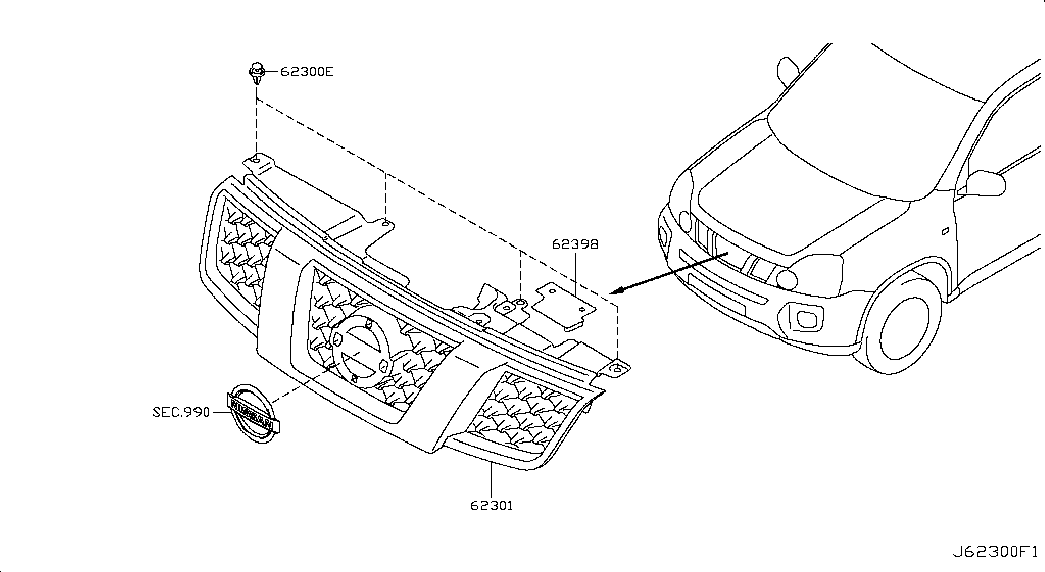 Решетка радиатора для Ниссан Х Трейл 2010-2015