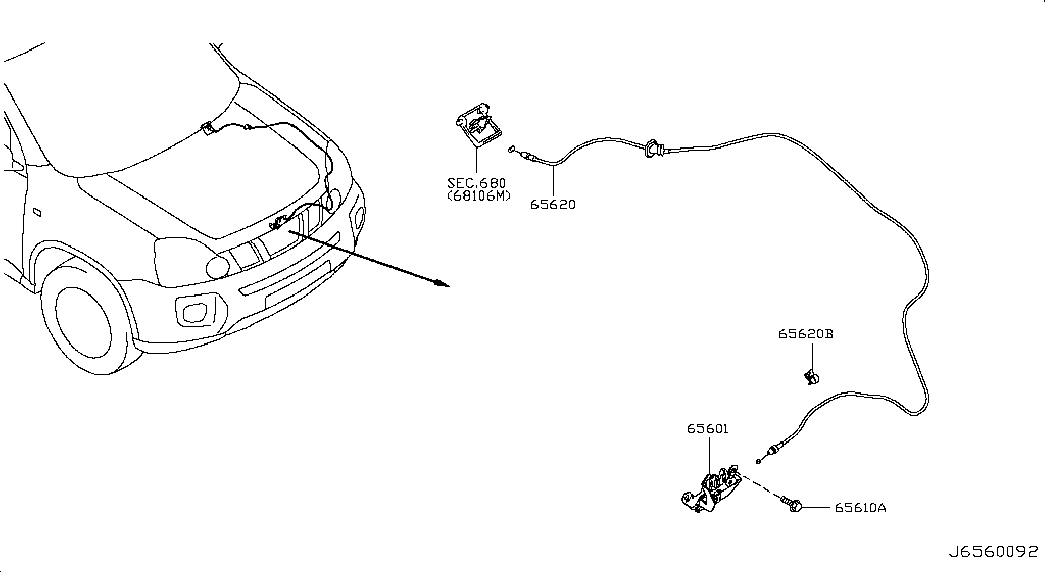 Замок капота для Ниссан Х Трейл 2010-2015