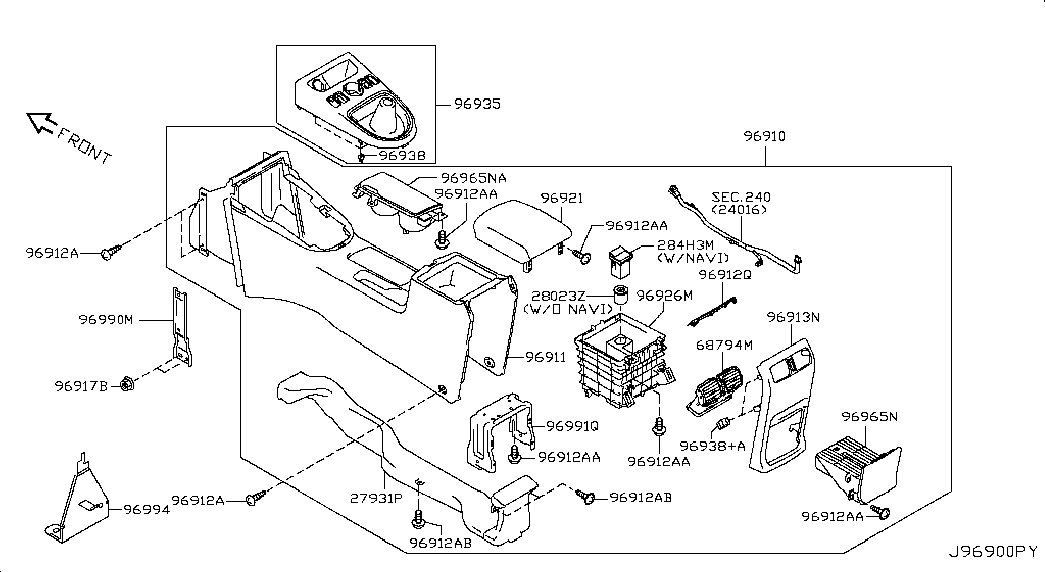 Подлокотник передних сидений для Ниссан Х Трейл 2010-2015