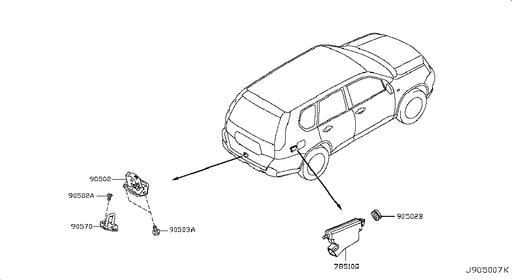 Замок багажника для Ниссан Х Трейл 2010-2015