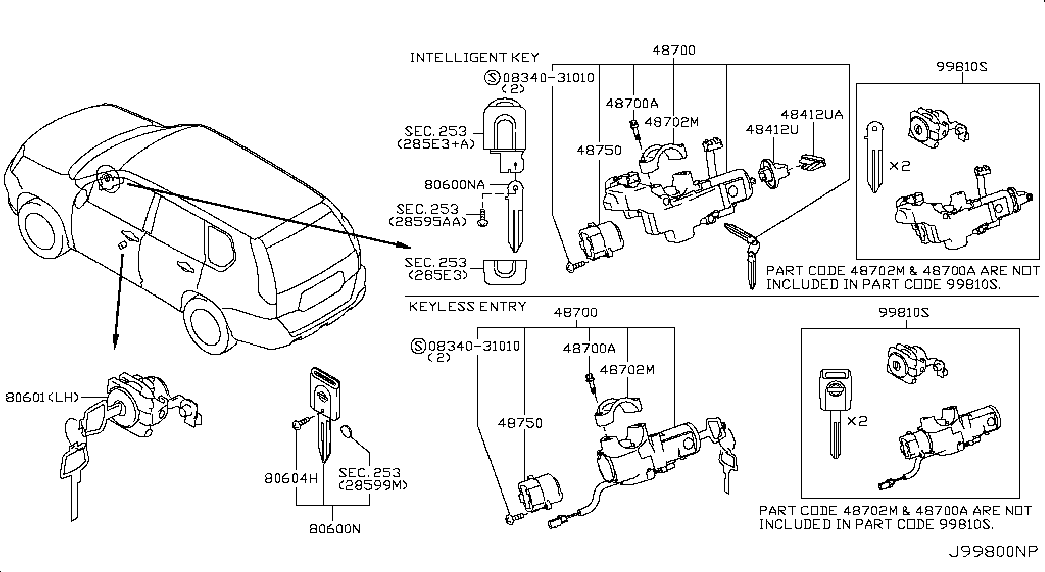 Комплект ключей для Ниссан Х Трейл 2010-2015