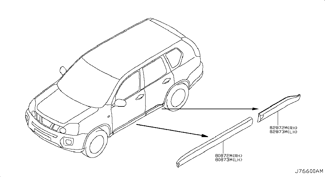 Молдинг боковой правый для Ниссан Х Трейл 2010-2015