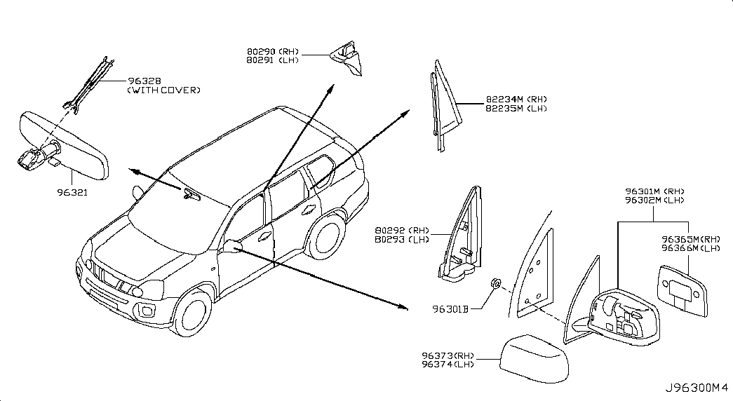 Зеркало боковое правое для Ниссан Х Трейл 2010-2015