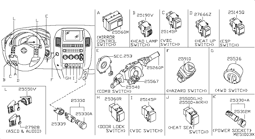 Подрулевой переключатель стеклоочистителя для Ниссан Патфайндер 2010-2014