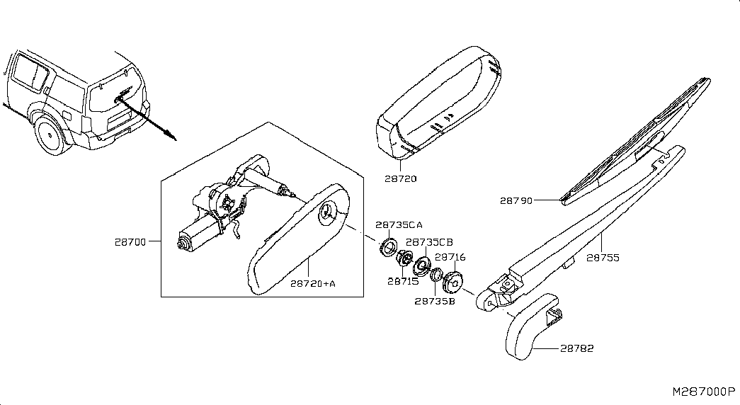 Моторчик стеклоочистителя заднего стекла для Ниссан Патфайндер 2010-2014