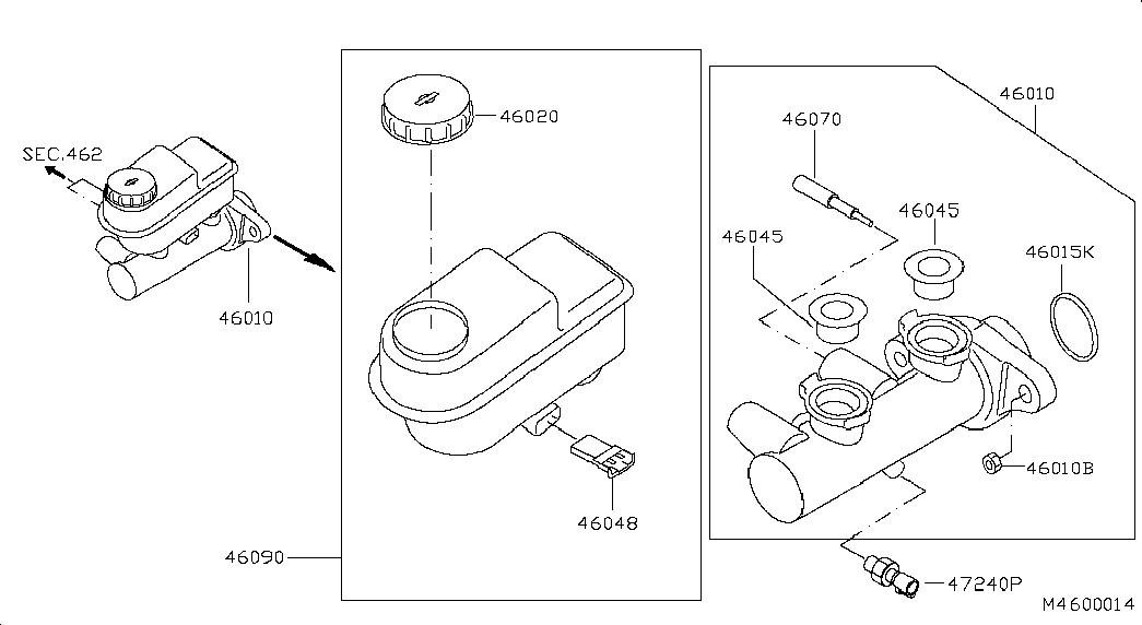 Главный тормозной цилиндр с бачком для Ниссан Патфайндер 2010-2014