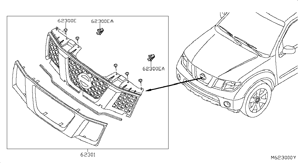 Решетка радиатора для Ниссан Патфайндер 2010-2014