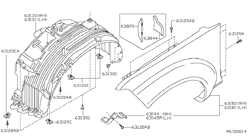 Подкрылок передний левый для Ниссан Патфайндер 2010-2014