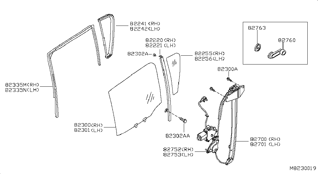 Стекло задней правой двери для Ниссан Патфайндер 2010-2014