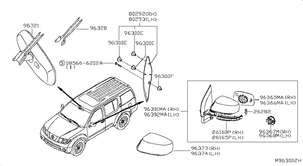 Зеркало боковое правое для Ниссан Патфайндер 2010-2014