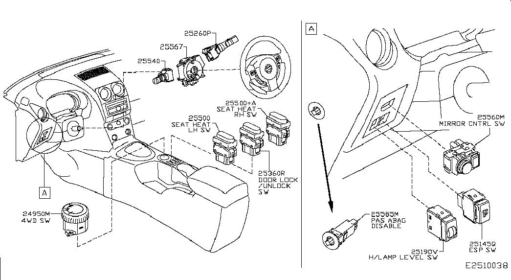 Подрулевой переключатель внешнего света для Ниссан Кашкай 2006-2010