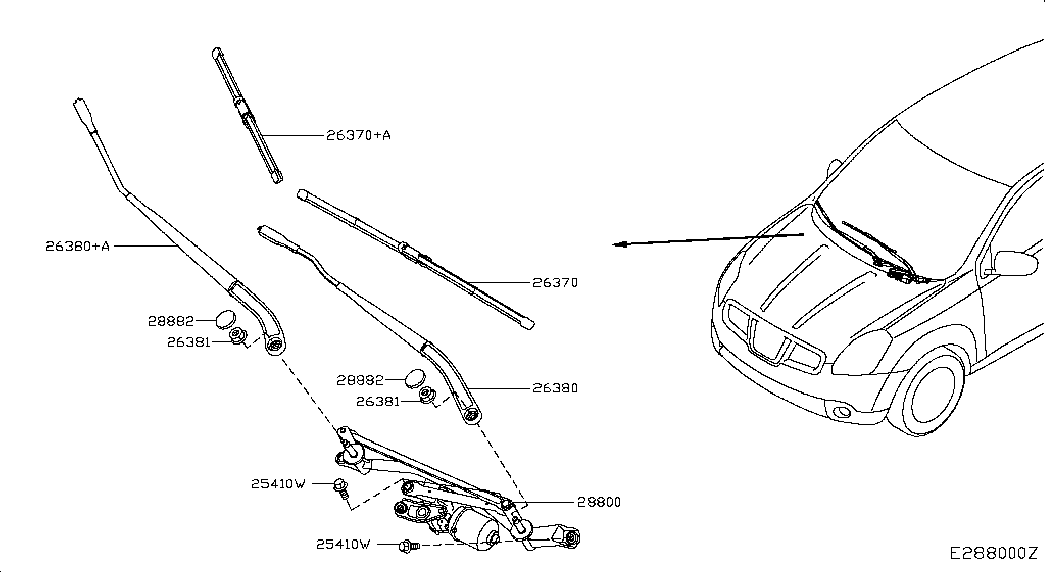 Трапеция переднего стеклоочистителя для Ниссан Кашкай 2006-2010