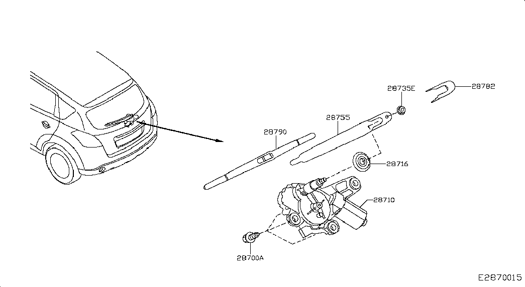 Моторчик стеклоочистителя заднего стекла для Ниссан Кашкай 2006-2010