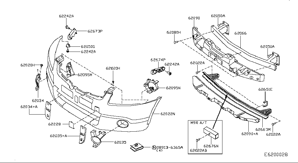 Усилитель переднего бампера для Ниссан Кашкай 2006-2010