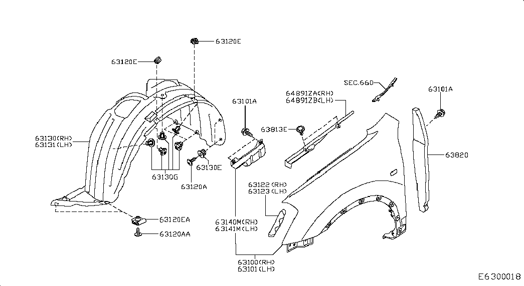 Подкрылок передний правый для Ниссан Кашкай 2006-2010