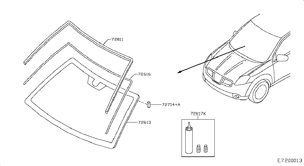 Лобовое стекло для Ниссан Кашкай 2006-2010