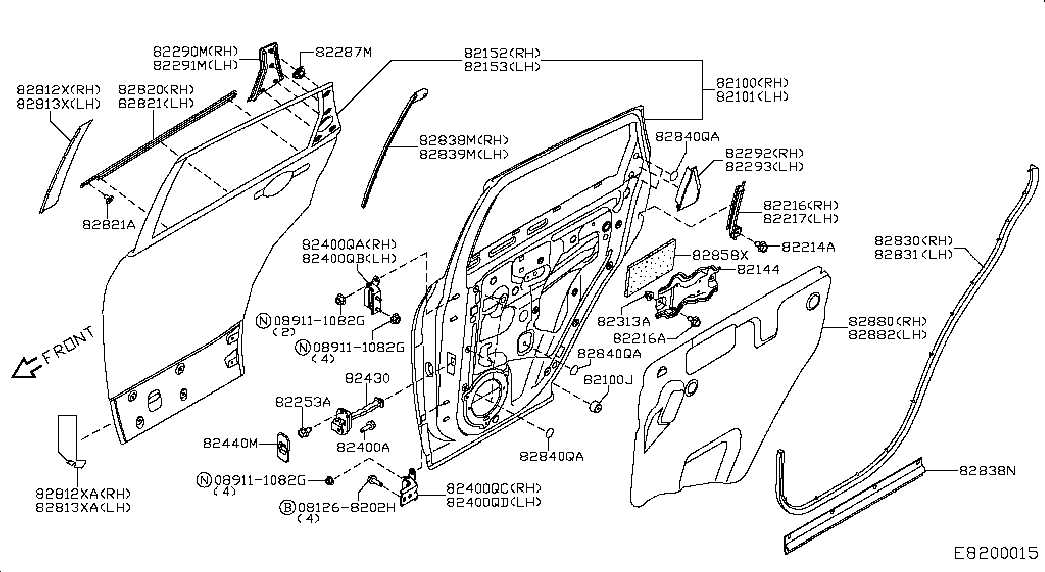 Дверь задняя левая для Ниссан Кашкай 2006-2010