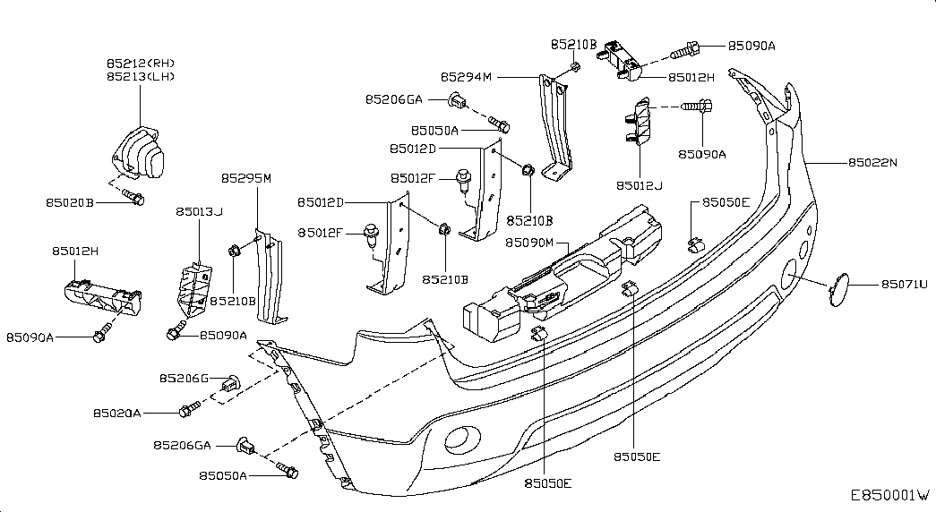 Бампер задний для Ниссан Кашкай 2010-2013