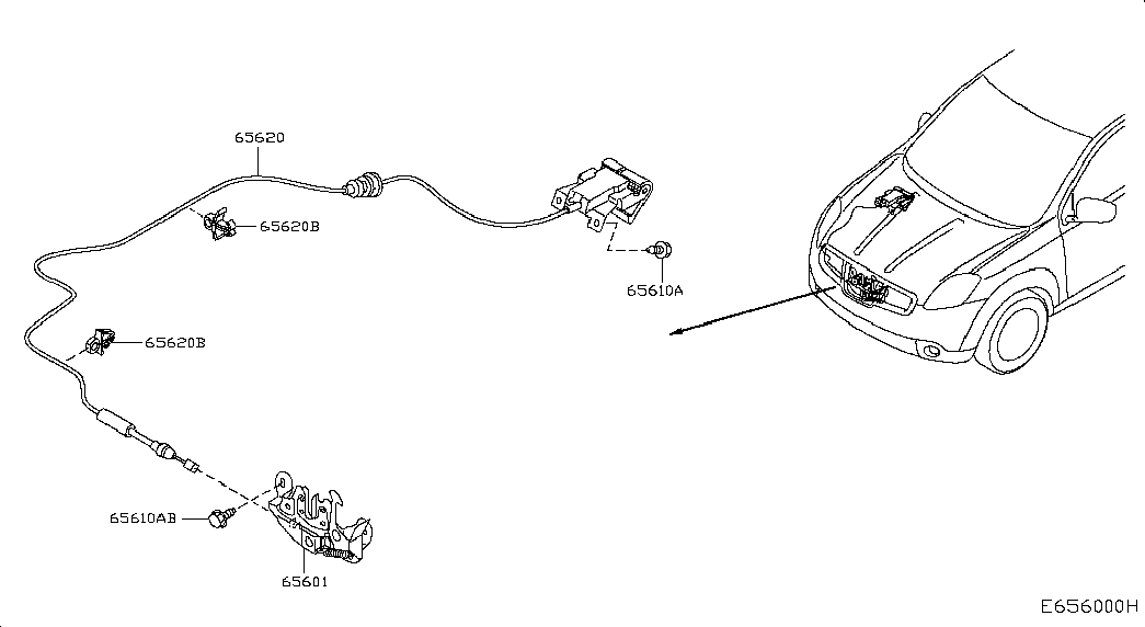 Замок капота для Ниссан Кашкай 2010-2013