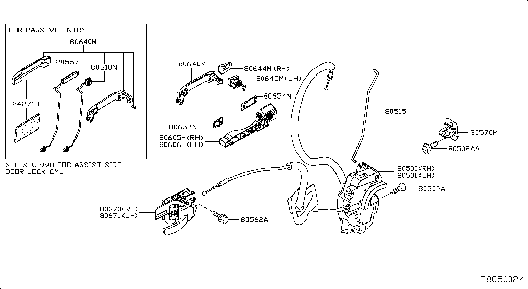 Замок передней левой двери для Ниссан Кашкай 2010-2013