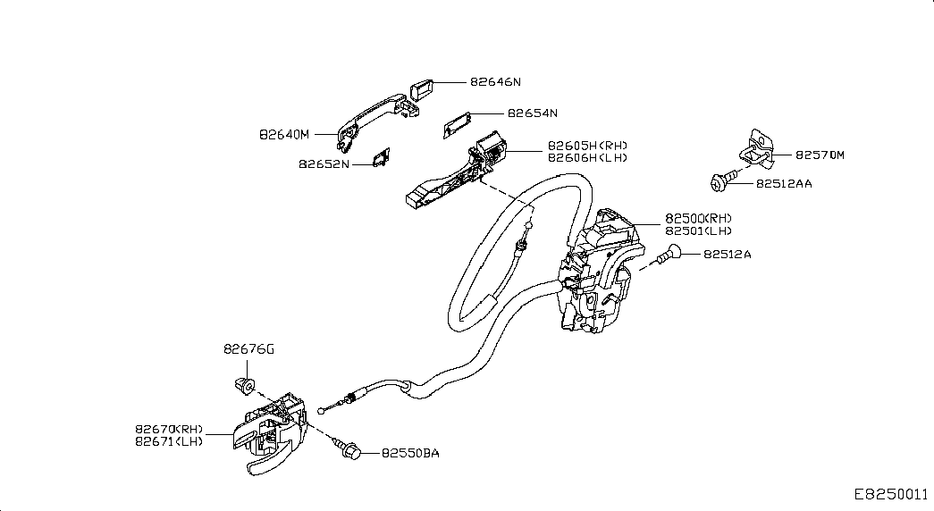 Ручка задней правой двери для Ниссан Кашкай 2010-2013