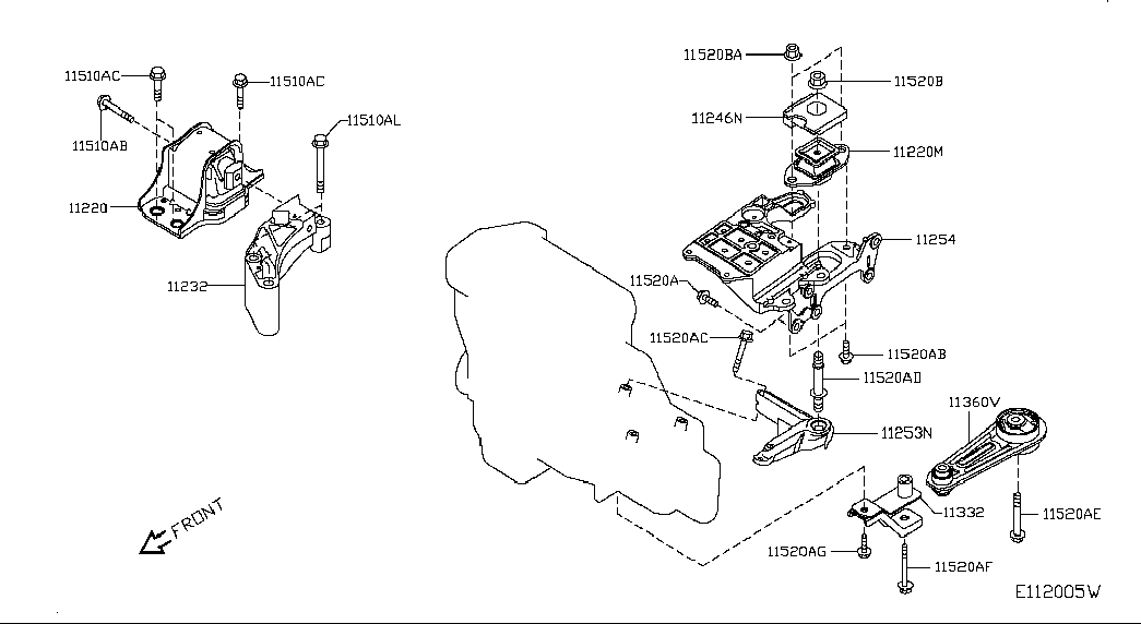 Подушка двигателя задняя для Ниссан Кашкай 2013-2018