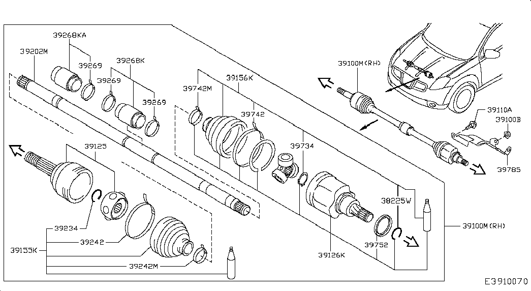 Шрус внутренний передний правый для Ниссан Кашкай 2013-2018