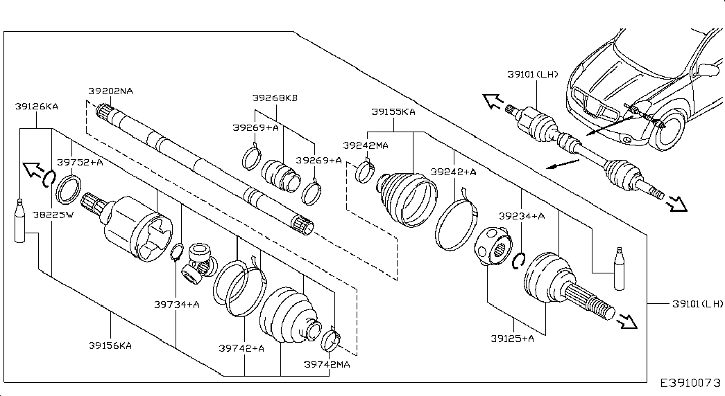 Шрус внутренний передний левый для Ниссан Кашкай 2013-2018