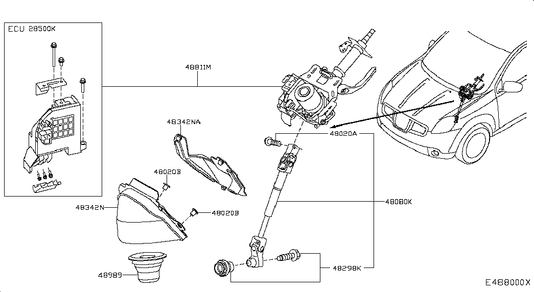Рулевой вал нижний для Ниссан Кашкай 2013-2018