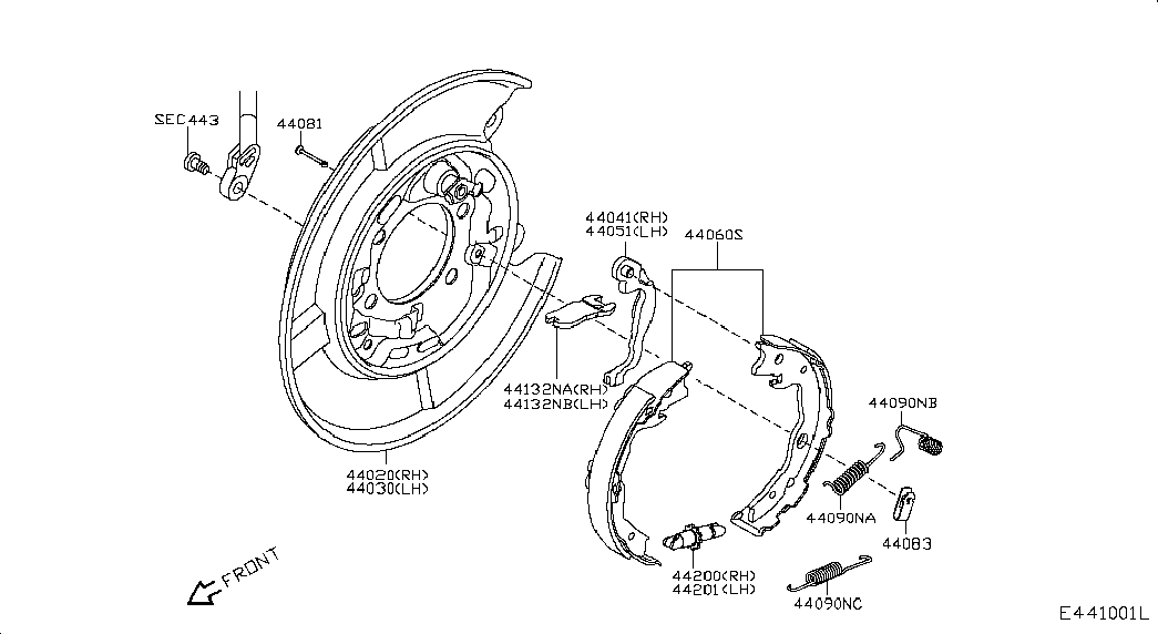 Колодки стояночного, ручного тормоза для Ниссан Кашкай 2013-2018