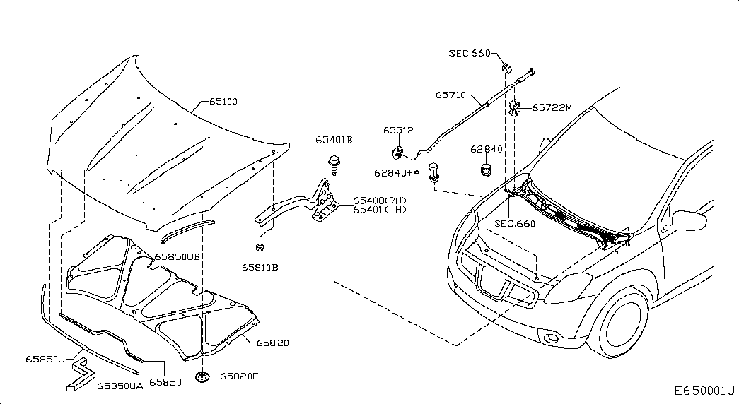Петля капота правая для Ниссан Кашкай 2013-2018