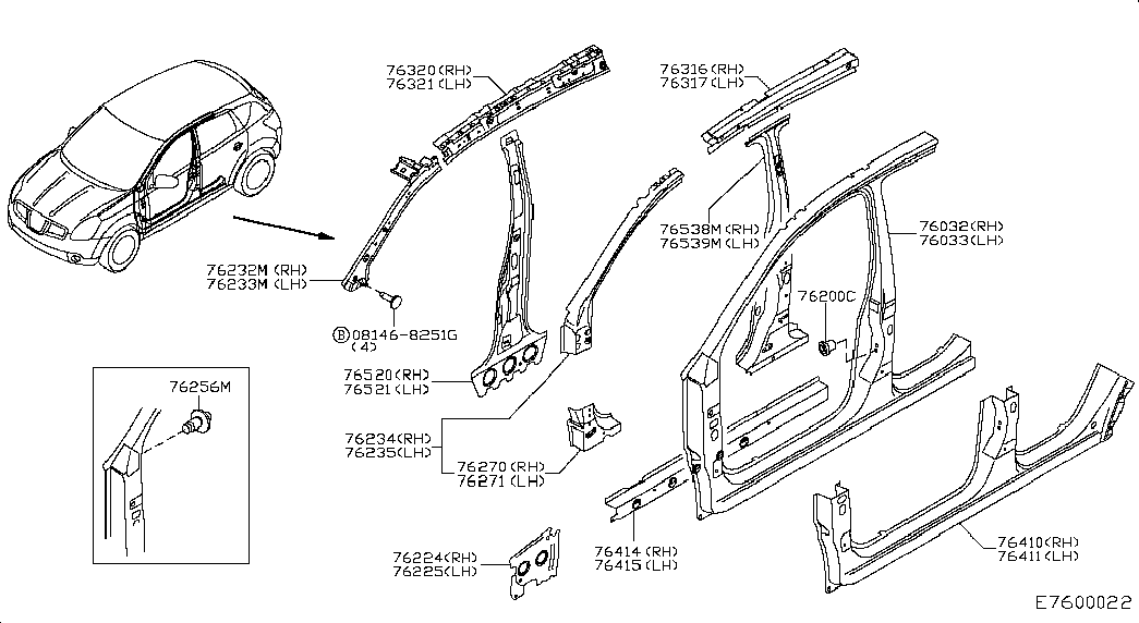 Центральная стойка кузова правая для Ниссан Кашкай 2013-2018