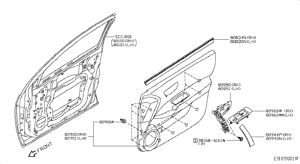 Панель отделки передней правой двери для Ниссан Кашкай 2013-2018