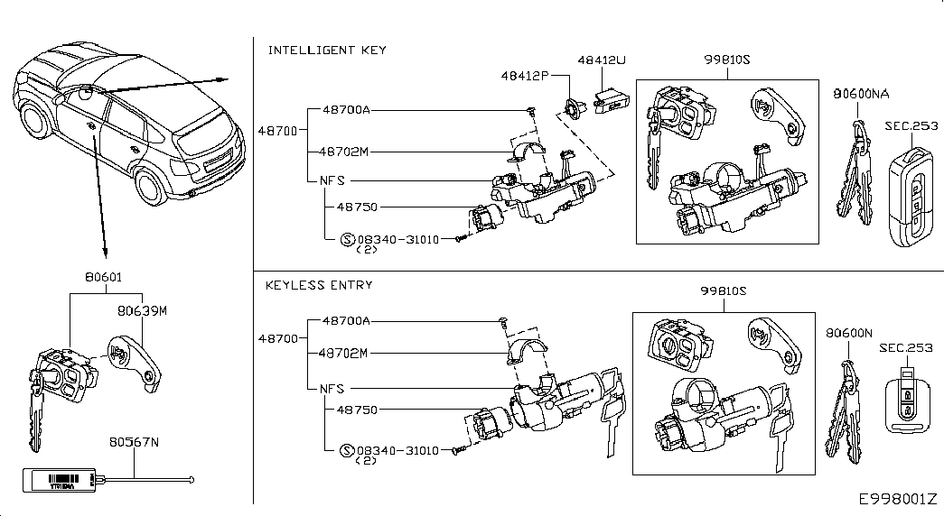 Комплект ключей для Ниссан Кашкай 2013-2018