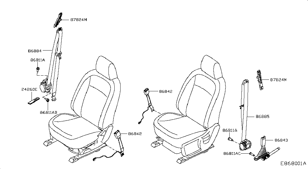 Ремень безопасности водителя для Ниссан Кашкай 2013-2018