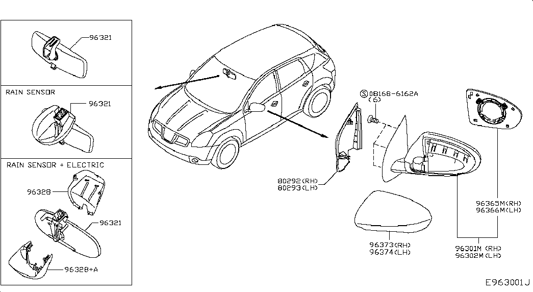 Зеркало боковое левое для Ниссан Кашкай 2013-2018
