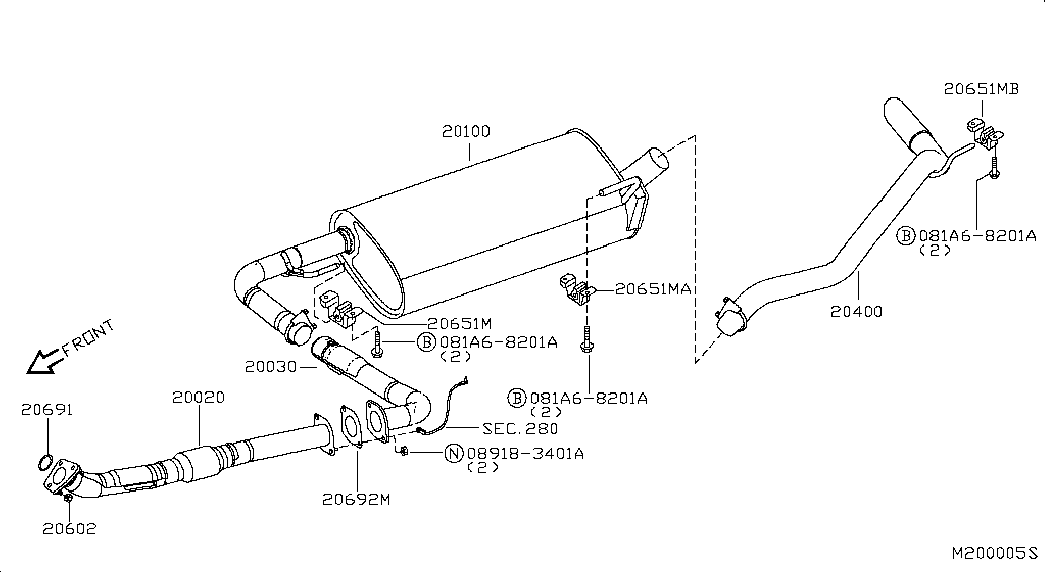 Глушитель средний для Ниссан Патфайндер 2004-2010