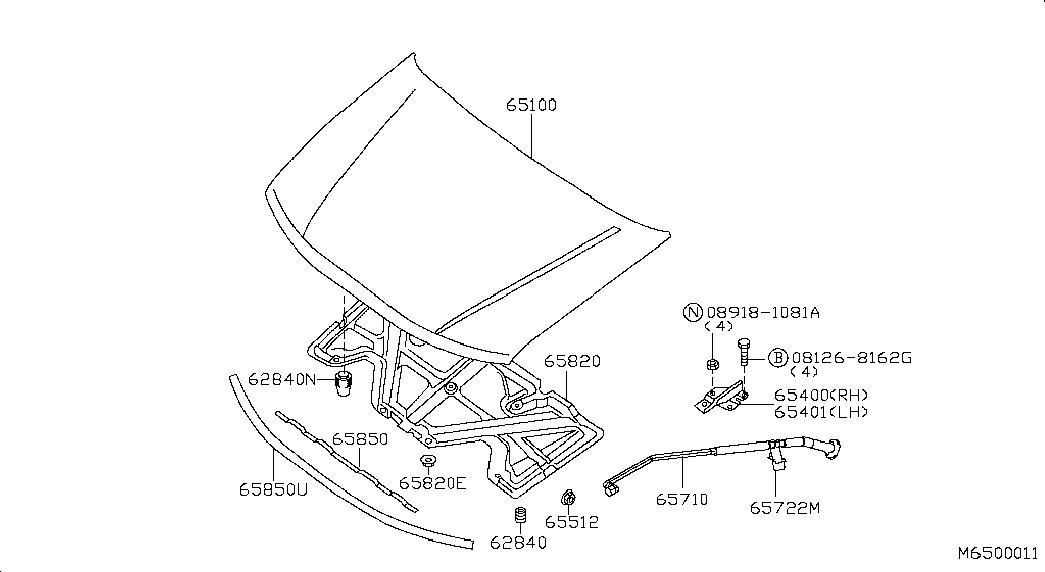 Петля капота левая для Ниссан Патфайндер 2004-2010