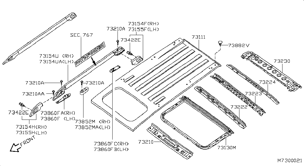 Рейлинг левый для Ниссан Патфайндер 2004-2010