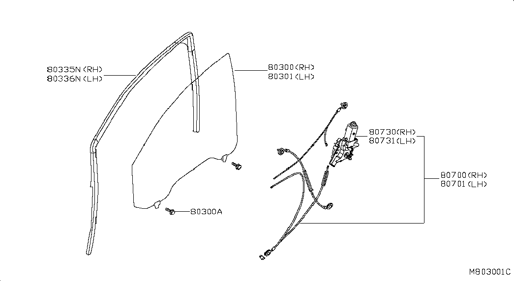 Стекло передней правой двери для Ниссан Патфайндер 2004-2010