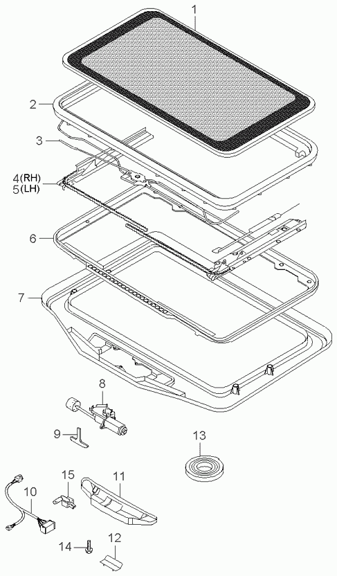Стекло передней левой двери для Киа Оптима 2008-2010