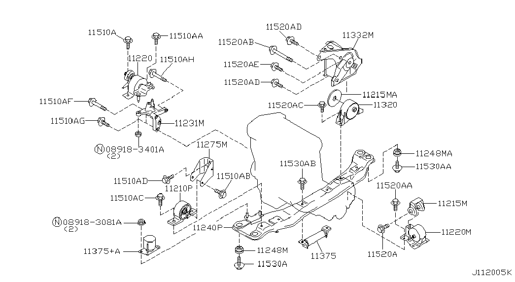 Подушка двигателя левая для Ниссан Альмира 2000-2003