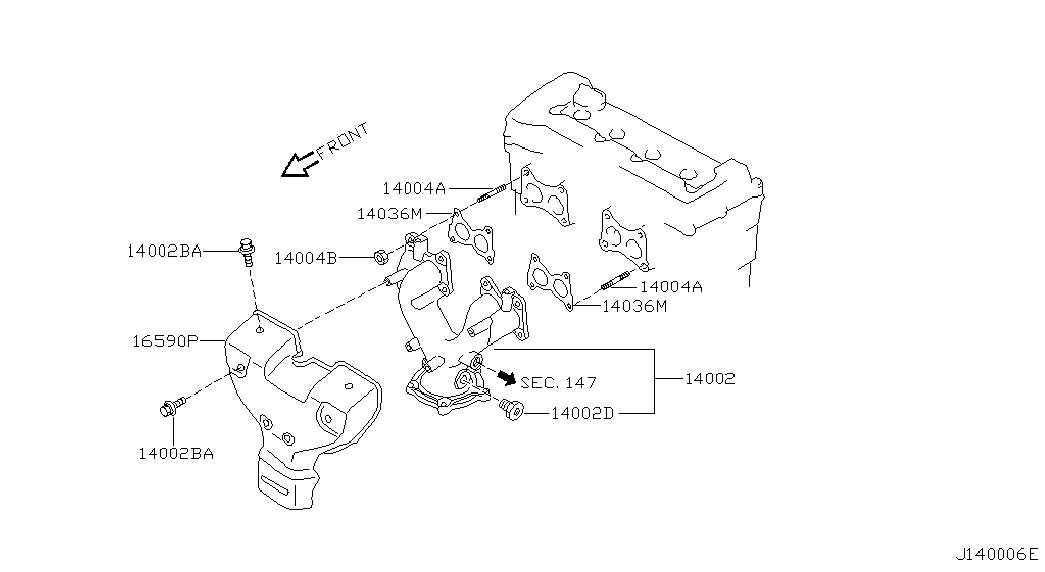 Коллектор выпускной для Ниссан Альмира 2000-2003