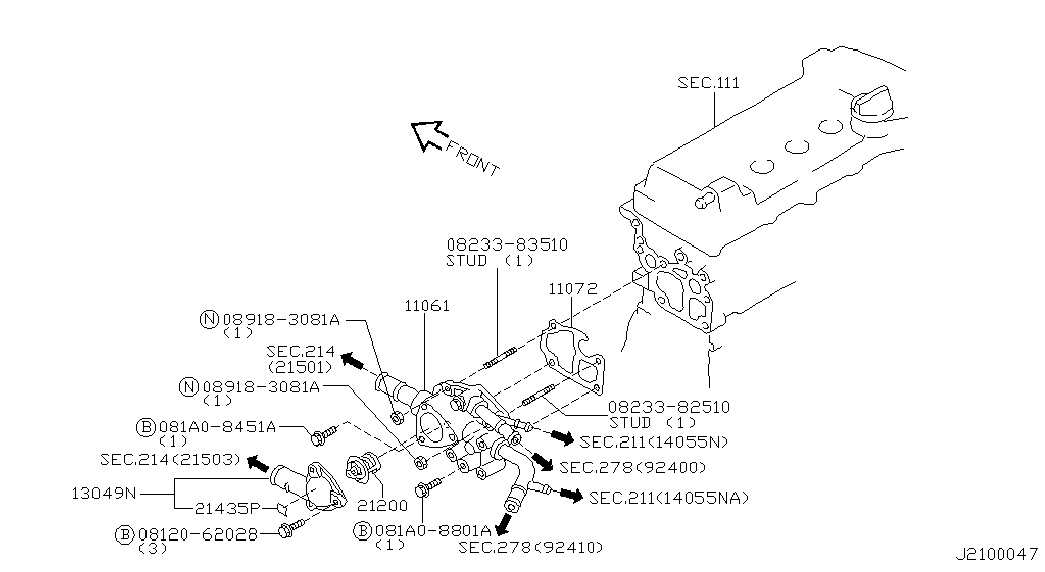 Корпус термостата для Ниссан Альмира 2000-2003