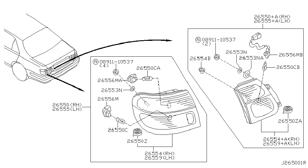 Фонарь задний правый на крыле для Ниссан Альмира 2000-2003