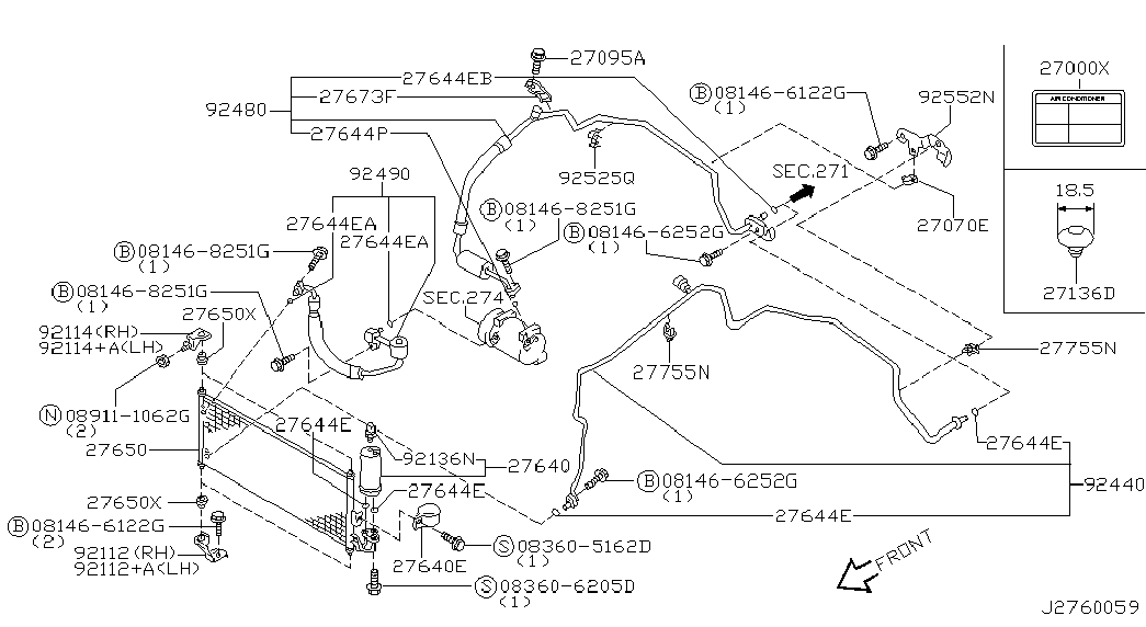 Трубка компрессора кондиционера для Ниссан Альмира 2000-2003