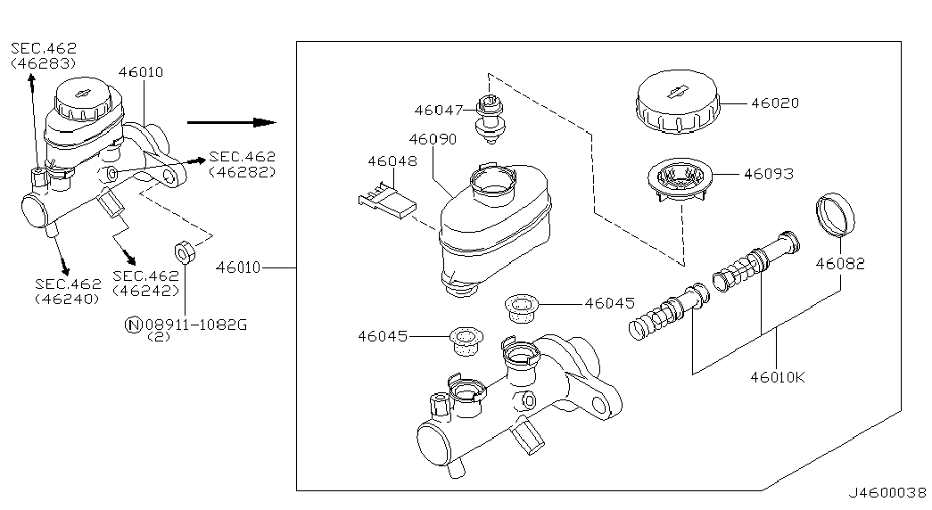 Главный тормозной цилиндр с бачком для Ниссан Альмира 2000-2003