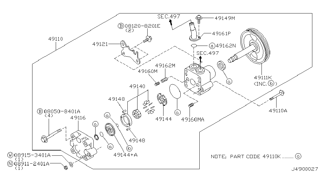 Насос ГУР для Ниссан Альмира 2000-2003