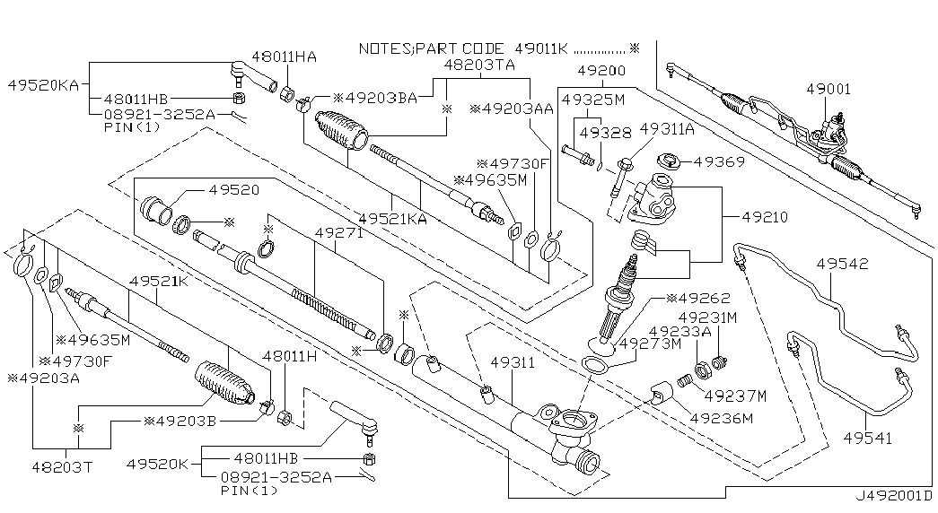 Рулевая рейка для Ниссан Альмира 2000-2003
